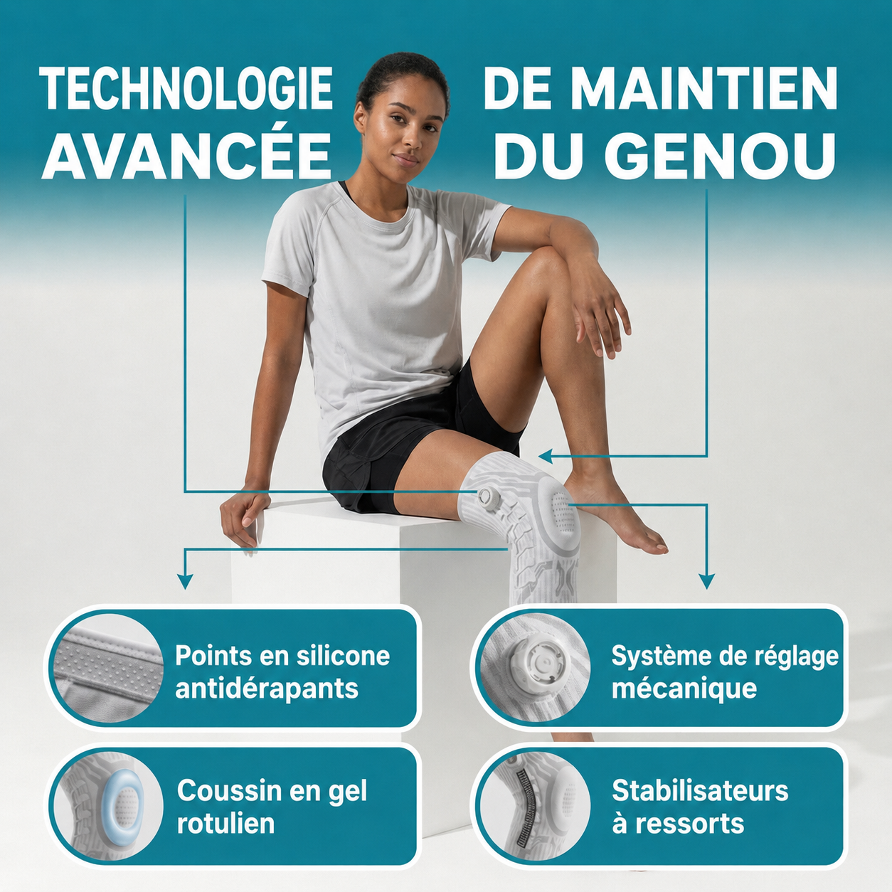 Genouillère Réglable à Molette — Maintien Sur-Mesure